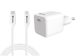 SANDBERG Hálózati töltő, USB-C AC Charger 20W + Lightning 1m