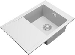 Gamma Design 7050 csepegtetőtálcás egymedencés gránit mosogató, manuális szifonnal, fehér, beépíthető (ZLE000137)