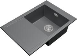 Gamma Design 7050 csepegtetőtálcás egymedencés gránit mosogató, manuális szifonnal, szürke, beépíthető (ZLE000132)