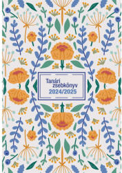 Realsystem Tanári határidőnapló A5, műbőr 150mmx210mm, fehér lapokkal virágminta 2026/2027 Realsystem - delfinbuvar