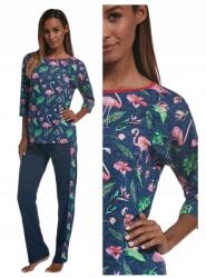 Cornette Pijama dama, 100% bumbac, Cornette W182-199 Flamingo (Culoare: Jeans, Marime: L) (24663)