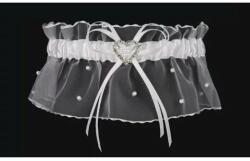 Julimex Jartiera alba Julimex Venetia cu inimioara si zirconiu PW09 (Culoare: Alb, Marime: Universala) (15924)
