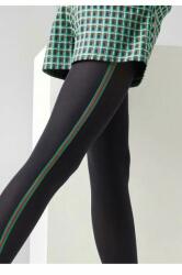 Marilyn Dresuri din microfibra 3D cu dunga verde lateral - Marilyn Allure N24, 60 DEN - negru (Culoare: Negru, Marime: 1/2) (9902)