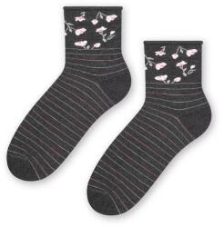 Steven Sosete bumbac dama, model floral - Steven S099-693D gri inchis melange (Culoare: Grafit, Marime: 35-37) (28694)