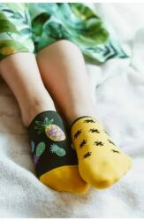 MORE Talpici dama - Sosete dama - din bumbac, cu model asimetric - Happy socks - More S005-004 Pineapples (Culoare: Verde, Marime: 35-38) (NX-19779)
