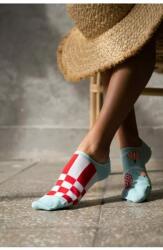 MORE Talpici dama - Sosete dama - din bumbac, cu model asimetric - Happy socks - More S005-009 Balloons (Culoare: Turcoaz, Marime: 39-42) (NX-19782)