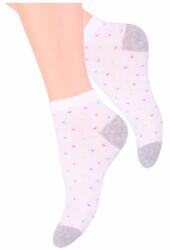 Steven Sosete scurte dama, model inimioare - Steven S114-010K alb-gri melange (Culoare: Alb, Marime: 35-37)