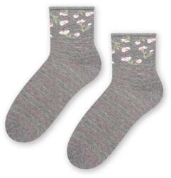 Steven Sosete bumbac dama, model floral - Steven S099-692D gri melange (Culoare: Gri, Marime: 35-37) (28693)