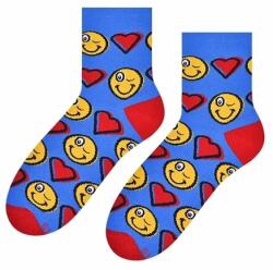 Steven Sosete dama, model smiley si inimioare - Steven S099-593D blue (Culoare: Albastru, Marime: 35-37) (26429)