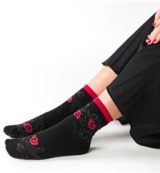 Steven Sosete lungi dama, negru cu model folk - Steven S118K043 (Culoare: Negru, Marime: 35-37) (28832)