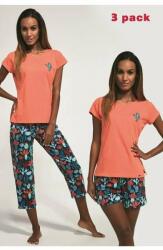 Cornette Pijama dama, 3 piese, 100% bumbac, Cornette W665-173 (Marime: M, Culoare: Coral) (26742)