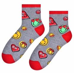 Steven Sosete dama, model smiley si inimioare - Steven S099-595D gri melange (Culoare: Gri, Marime: 38-40) (26448)