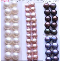  Perle de Cultura Rondele Margele Pentru Cercei 8-8, 5 x 8-8, 5 x 7 mm - AAA - Jumatate Forat - 5 Pereche