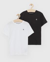 Calvin Klein gyerek pamut póló fekete, sima - fekete 104