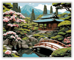  Japán Tea Pavilon és Virágzó Kert - számfestő készlet