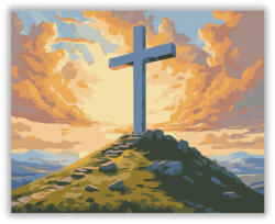  Húsvéti Napkelte Kereszttel - számfestő készlet