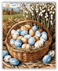  Kosár Népi Mintás Húsvéti Tojásokkal - számfestő készlet