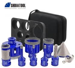 SHDIATOOL Боркорони диамантени shdiatool, m14, 6-68 мм, с адаптер и конус - 10 части в чантичка (uni-09879)
