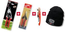 FELCO Extra csomag: FELCO 14 metszőolló + FELCO 320 szüretelő olló + FELCO Lover dugóhúzó + FELCO Swiss Made kötött sapka