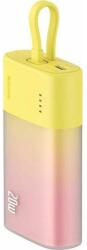 Baseus Popsickle 5200mAh 20W Powerbank beépített Lightning kábellel + 30 cm-es USB-C kábellel, sárga-rózsaszín