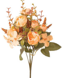 Valex Decor Peóniás selyemvirág csokor, 5 ágú, 29cm magas - Barack (LD008-02)