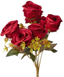 Valex Decor Rózsa selyemvirág csokor, 7 ágú, 31cm magas - Bordó (LD011-02)