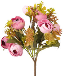 Valex Decor Boglárka selyemvirág csokor, 5 ágú, 32cm magas - Sötét rózsaszín (LD001-04)