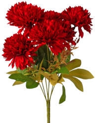 Valex Decor Krizantém selyemvirág csokor, 7 ágú, 42cm magas, virágfej: 9cm - Piros (LD023-04)