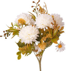 Dandelion selyemvirág csokor, 7 ágú, 34cm magas - Fehér (LD004-01)