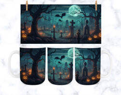 Temető teliholddal mintás halloweeni bögre (HHM_024)