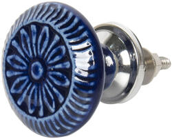 Clayre & Eef Buton mobila fier ceramica albastra 4 cm (64173)