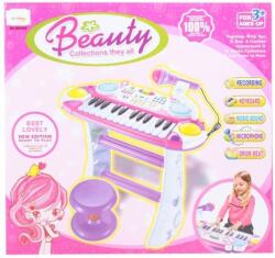 AS Instrument muzical pianina electronica Malplay cu scaun si microfon 45 cm inaltime roz (BB335D) - kidostore