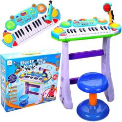 AS Instrument muzical pianina electronica Malplay cu scaun si microfon 45 cm inaltime albastru (BB335B) - kidostore