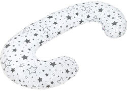 New Baby Perna alaptare, New Baby, Cu husa detasabila, In forma de C, Bumbac, Diametru 16 cm, Lungime in jurul circumferintei 285 cm, Stars White Grey (35211)
