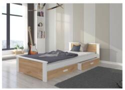  Pat Dormitor ALDEX Cu Sertar+Saltea Maro Deschis/Alb 80x180cm - divahome - 1 714,00 RON