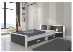  Pat Dormitor ALDEX Cu Sertar Gri Inchis/Alb 80x180cm - divahome - 1 523,00 RON