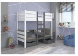 Pat Supraetajat Cu Masa+Saltele BART Gri/Alb 80x180cm