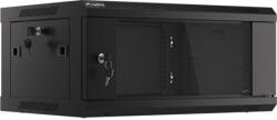 Lanberg 19" fali rack szekrény 4U/600X450 üvegajtó, lapraszerelt, fekete V2 (WF01-6404-10B) - shop