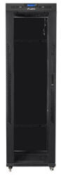 Lanberg 19" szabadon álló rack szekrény 42U/600X1000 üvegajtó, lapraszerelt, LCD kijelző, fekete V2 (FF01-6042-12BL) - shop