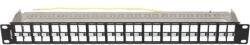 Lanberg Üres patch panel 48 port 1U 19" FTP, árnyékolt, tehermentesítővel, fekete (PPKS-1248-B) - shop