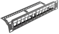 Lanberg Üres patch panel 12 port 1U 10" tehermentesítővel, fekete (PPKS-9112-B) - shop