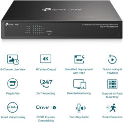 TP-Link VIGI NVR1008H-8MP 8 csatornás hálózati videó rögzítő (VIGI NVR1008H-8MP)