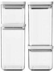 Brabantia Комплект 4 бр. бурканчета за съхранение Brabantia Tasty+ 1001159, 700/1.6l, Подреждане един върху друг, Светлосив (1001159)