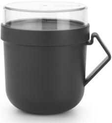 Brabantia Чаша за супа с капак Brabantia Make&Take 1006293, 600+180 мл, Винтов капак, Без BPA, Тъмносив (1006293)
