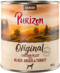 Purizon 6x800g Purizon Senior csirkefilé Black Angus marhával nedves kutyatáp