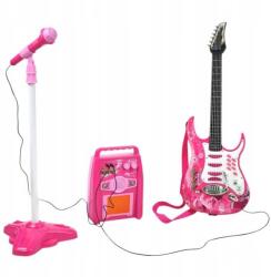 Kruzzel 22407 Elektromos rock gitár gyerekeknek + erősítő és mikrofon, elemes, rózsaszín (00022407)