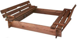 ROJAPLAST Fa Homokozó - 118x118 cm - Zárható Fedéllel