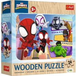 Trefl Puzzle din lemn pentru copii Trefl din 24 piese - Îndrăznețul Spidey și prietenii săi (20274) Puzzle