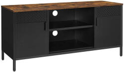 SONGMICS TV szekrény, 2 ajtóval, polcokkal, rusztikus barna és fekete 120x40x55cm - pepita - 69 800 Ft