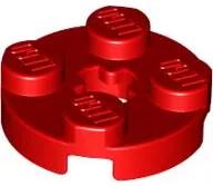 LEGO® 4032c5 - LEGO piros lap 2 x 2 méretű, kerek, x-tengely lyukkal (4032c5)